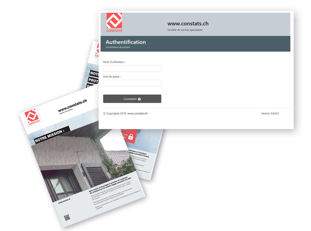 Rapport de constats et login de la page sécurisée